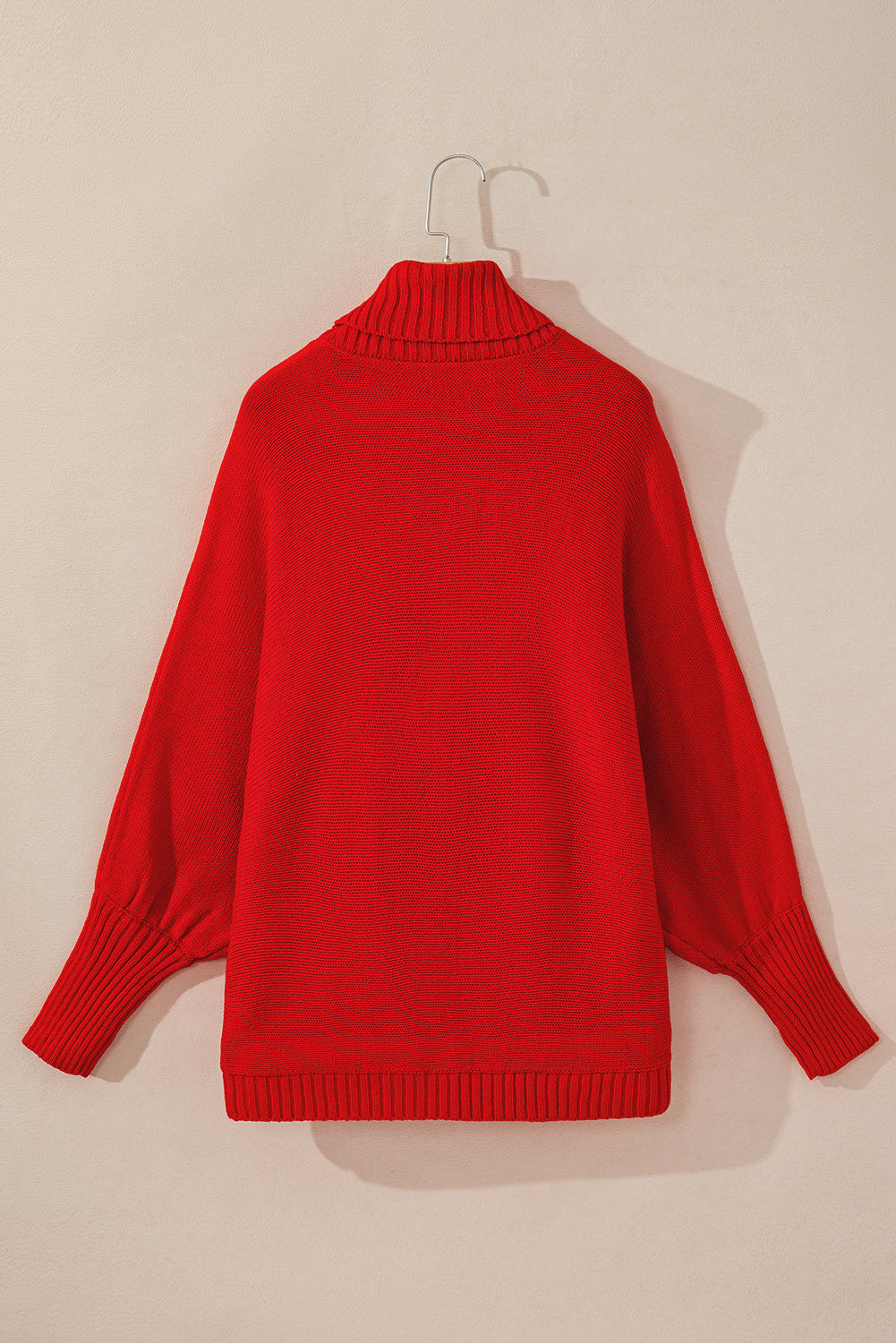 Racing Red Valentine LOVE Letter Embroidered High Neck Sweater