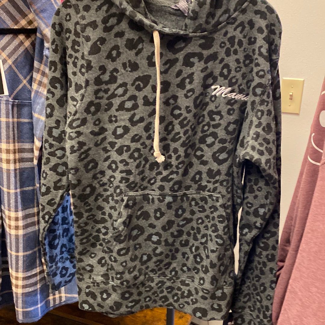 MAMA LEOPARD EMBROIDERED HOODIE
