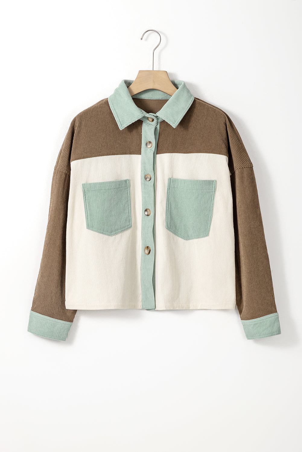 Pale Chestnut Color Block Patchwork Vintage Corduroy Jacket