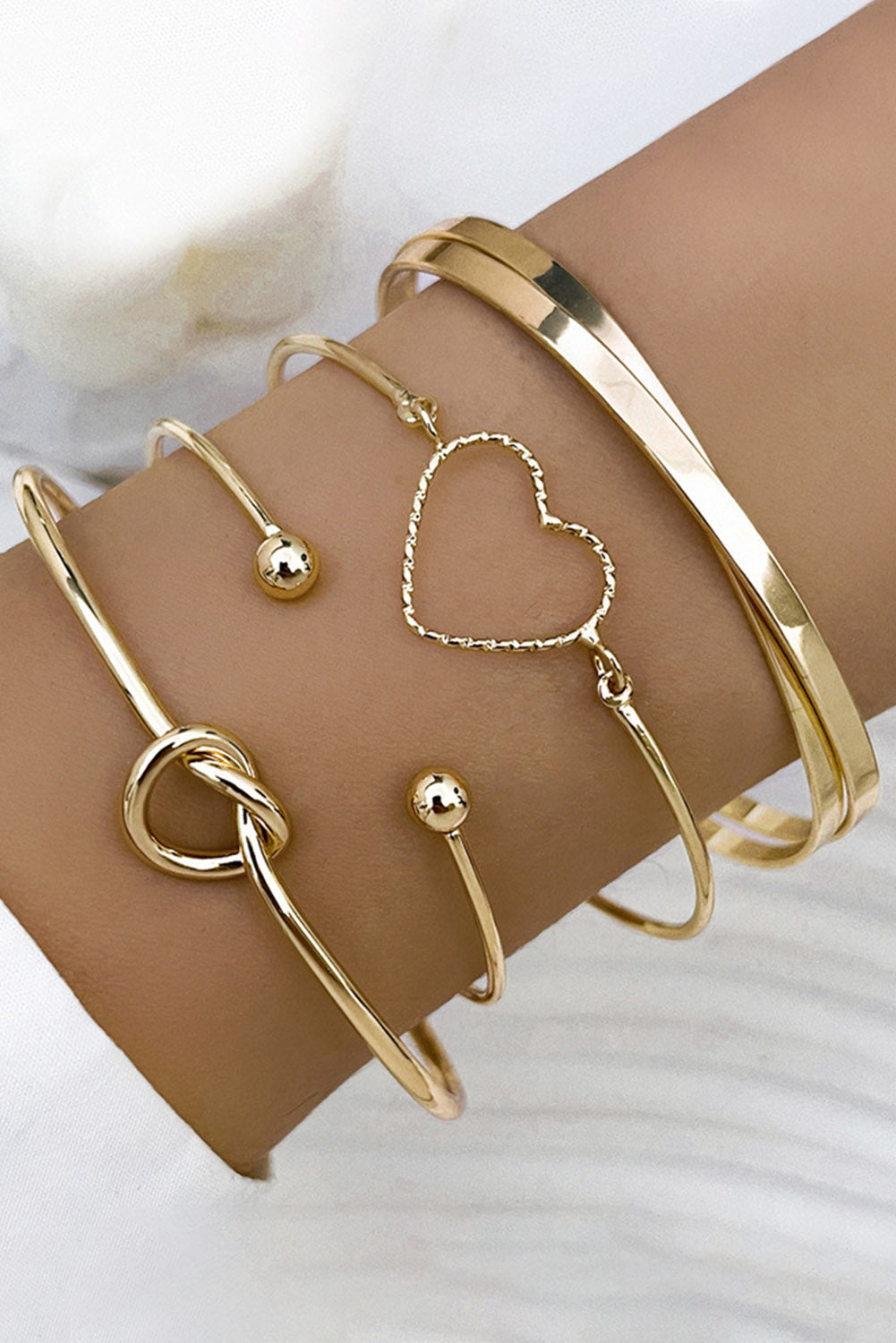 Gold Love Geometric Cross Bracelet 4-piece Set