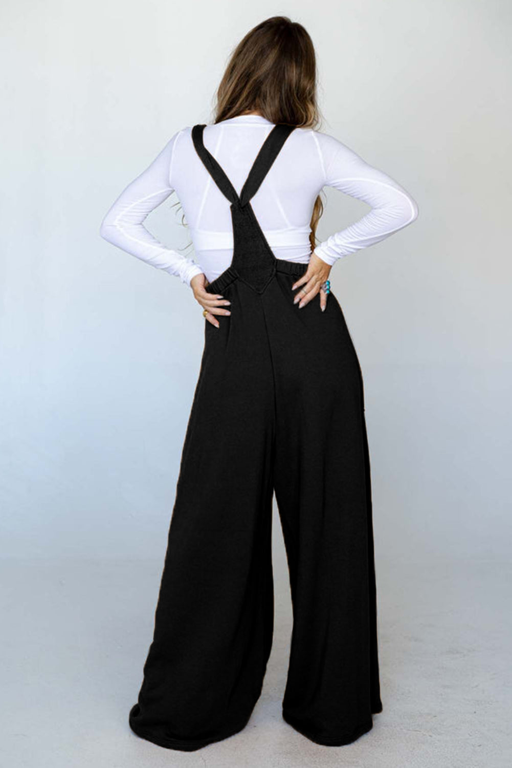 Brown Knotted Straps Patch Pocket Wide Leg Jumpsuit