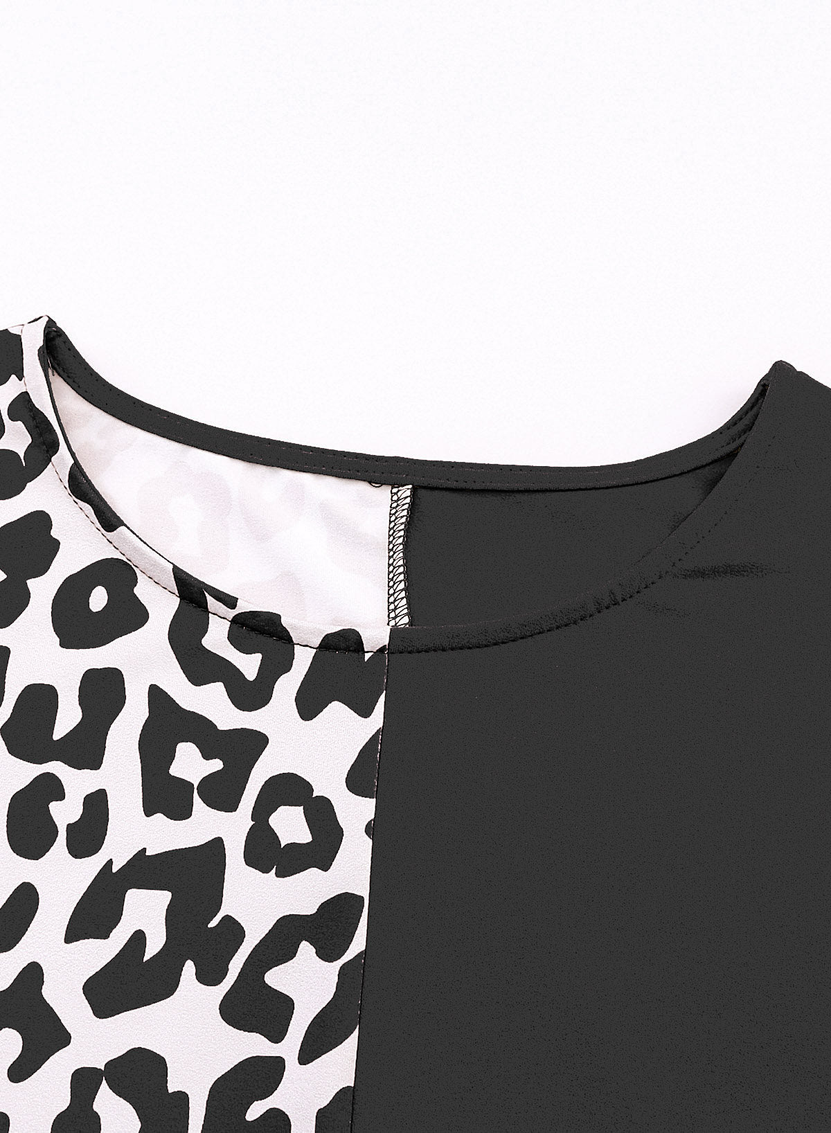 Multicolor Leopard Contrast Short Sleeve Plus Size T-shirt Dress