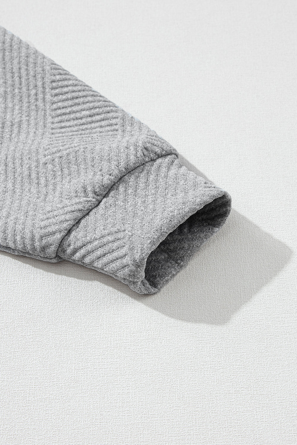 Gray Textured Contrast Splicing Raglan Sleeve Top no
