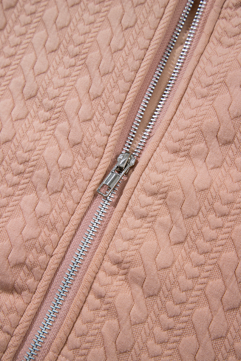 Pale Chestnut Cable Textured Zip Up Vest Jacket